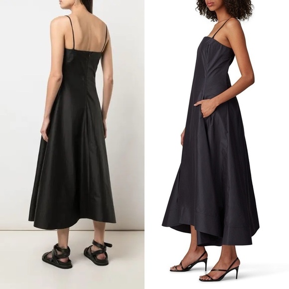 3.1 PHILLIP LIM 90s Square Neck Sleeveless Double Strap Fit & Flare Midi Dress 4 - Picture 2 of 9